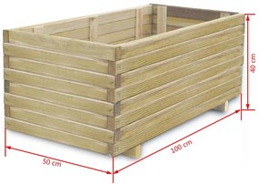 Vaso/floreira retangular 100x50x40 cm madeira