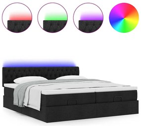 63 / 5,000vidaXL Estrutura de cama otomana com colchões tecido preto