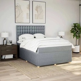 vidaXL Cama com molas/colchão 160x200 cm tecido cinzento-claro