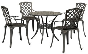 vidaXL 5 pcs conjunto de jantar para jardim alumínio fundido bronze