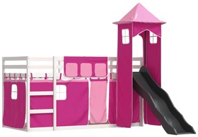 Beliche com escorrega e cortinas 90x200 cm rosa