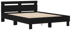 Estrutura de Cama Preta Carvalho Preto Madeira 140 x 190 cm