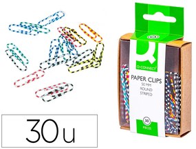Clips de Cor Raiados Q-Connect - 50 mm Caixa de 30 Unidades