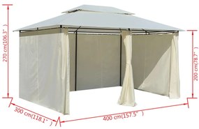 Tenda de jardim com cortinas 4x3 m branco