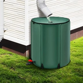 Deposito agua de chuva dobrável 225 L Depósito de água com torneira, válvula de drenagem e filtro para irrigação, pesca, campismo 60 x 80 cm Verde