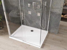 Mexen Omega-3S cabine de duche de 3 paredes, de correr 100x80 cm, transparente, cromado + base Flat - 825-100-080-01-00-3s-4010