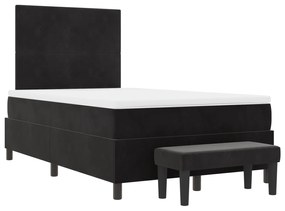 Cama Box com Colchão e Banco Preto 120x200 cm Veludo