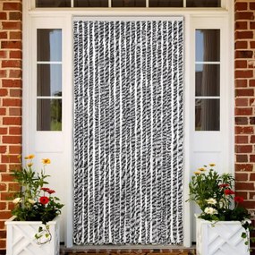 Cortina anti-insetos 90x200 cm chenille cinzento/preto/branco