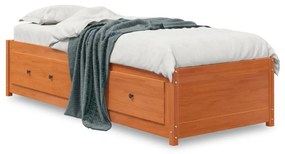 Sofá-cama 90x190 cm madeira de pinho maciça castanho cera