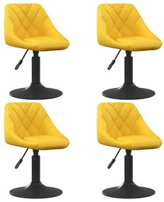 Cadeiras de jantar giratórias 4 pcs veludo amarelo mostarda
