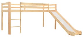 282714 vidaXL Estrutura de cama infantil c/ escorrega e escada pinho 97x208cm