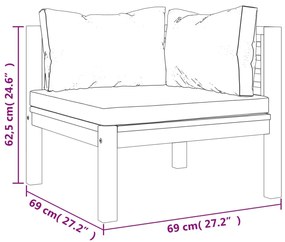 6 pcs conjunto lounge de jardim c/ almofadões acácia maciça