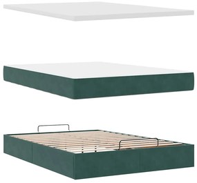 Estrutura de cama otomana com colchão 140x200 cm verde escuro