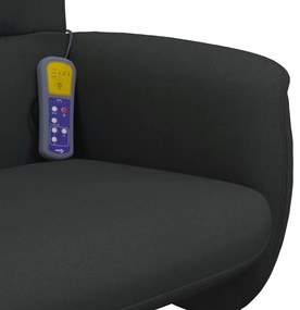 Cadeira de massagens reclinável com apoio de pés tecido preto