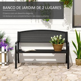 Outsunny Banco de Jardim de 2 Lugares Banco de Exterior com Encosto de