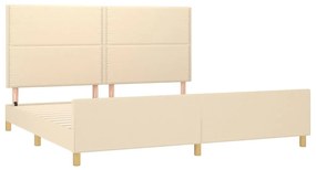Estrutura de cama sem colchão 200x200 cm tecido cor creme