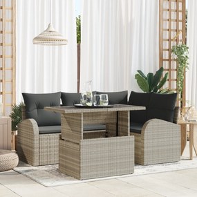 Conjunto de Sofá de Jardim vidaXL de 5 Peças com Almofadas Cinza Claro