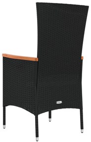 Cadeiras de jardim com almofadões 2 pcs vime PE preto