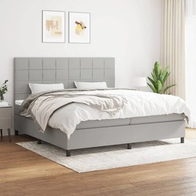 vidaXL Cama com molas/colchão 200x200 cm tecido cinza-claro