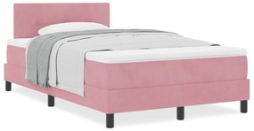 Cama Box Spring com Colchão Rosa 120x200 cm Veludo
