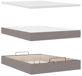 Cama Otomana com Colchão &amp; LEDs Taupe 140x200 cm Tecido