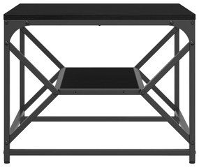 Mesa de Café Carvalho Preto com Prateleira, 51x50x40 cm, Feita de Made