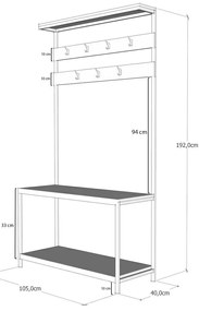 Cabideiro Girne – Preto – 105 cm x 192 cm x 40 cm