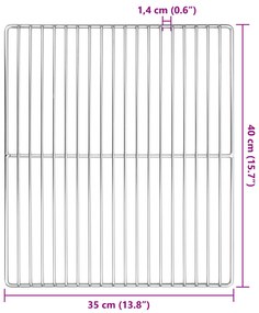 Grelha de Churrasqueira Retangular vidaXL 40x35 cm Aço Inox 304
