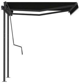 Toldo retrátil manual com postes 3,5x2,5 m antracite