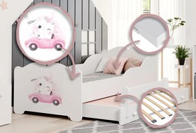 Cama dupla infantil ANNA 160x80 branca - gato - colchão e estrado incluído