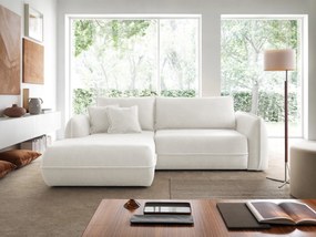 Sofá de canto Ficas, Cama com arrumação, 254x162x94cm, 123 kg, Pernas: Plástico