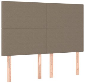 Cabeceira cama c/ LED tecido 144x5x118/128 cm cinza-acastanhado