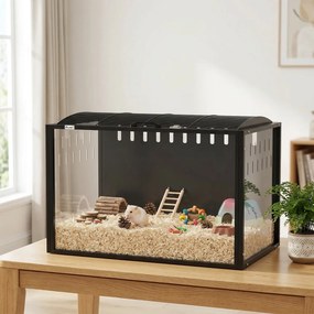 Gaiola para Hamster, 81 x 51 x 53 cm, Vista Panorâmica, Preta