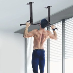 Barra de Elevação de Parede barra Pull-Up de Aço para Treino em Casa Carga Máxima 150 kg 105,5x28x49 cm Preto