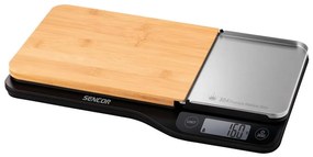 Sencor - Balança de cozinha eletrónica com tábua de corte de bambu 2xAAA preto