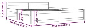 Estrutura de cama king 150x200 cm madeira maciça