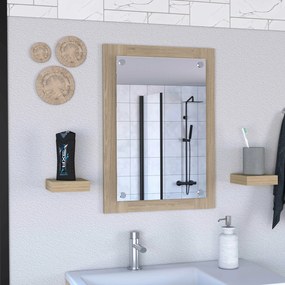 Espelho de casa de banho retangular com acabamento retangular Vanguard 70cm a x 3,9cm P x 19,7cm L. Cor Rovere