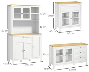 HOMCOM Conjunto de Móveis de Cozinha Armário de Cozinha Aparador e Móv