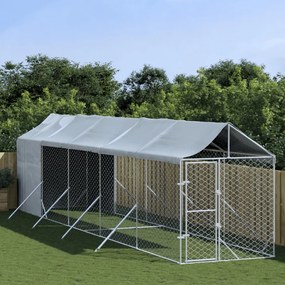 vidaXL Canil de exterior com teto 2x10x2,5 m aço galvanizado prateado