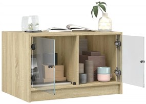 Mesa de centro c/ portas de vidro 68x50x42 cm carvalho sonoma
