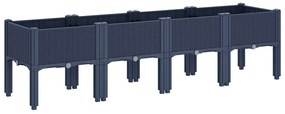 Vaso/floreira de jardim c/ pernas 160x40x42 cm PP cinzento azul