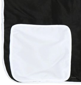 Cama alta criança c/ cortina 80x200cm pinho maciço branco/preto