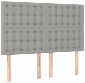 Estrutura de cama sem colchão 140x200 cm tecido cinzento-claro