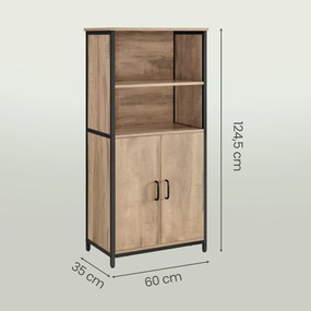 Armário de cozinha 35 x 60 x 124,5 cm com prateleiras ajustáveis cor castanho carvalho-preto