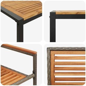 Conjunto de Jantar para Jardim vidaXL 5 Peças Cinza de Polyrattan e Ac