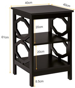 2 x Mesas de cabeceira 3 camadas decoração de mesa lateral em formato ômega mesa lateral para sofá quarto sala corredor 40 x 40 x 61 cm Castanho