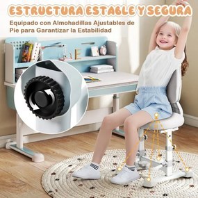 Cadeira de escritório para crianças com encosto duplo ajustável, apoio para os pés, altura e profundidade do assento ajustáveis cinza