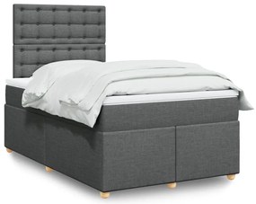 Cama boxspring com colchão 120x190 cm tecido cinzento-escuro