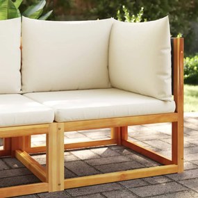 vidaXL vidaXL Sofá de canto de jardim com almofadas em madeira de acácia e vime