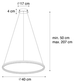 Candeeiro de suspensão dourado 40 cm com LED regulável em 3 níveis - Girello